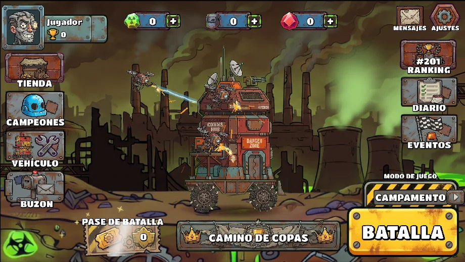 Menú principal de Fortanks con el vehículo-fortaleza